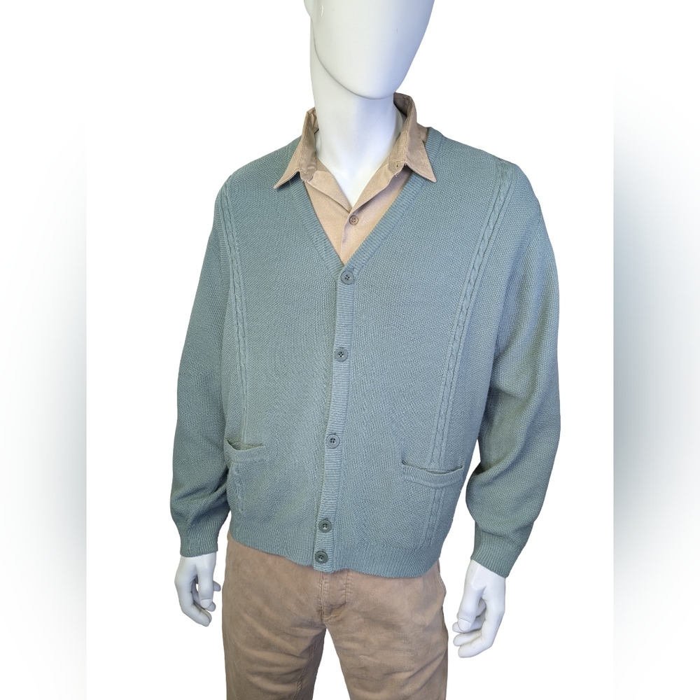 Vintage Arnold Palmer Sage Green Button Front Grandpa Cardigan, Size M